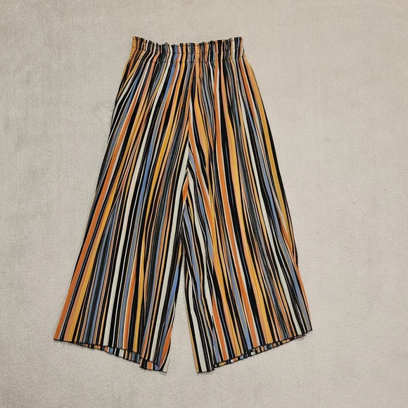 NEW Bershka Wide Leg Colorful Pants Size L Baggy Stripes Bohemian Retro 70s - Picture 2 of 7